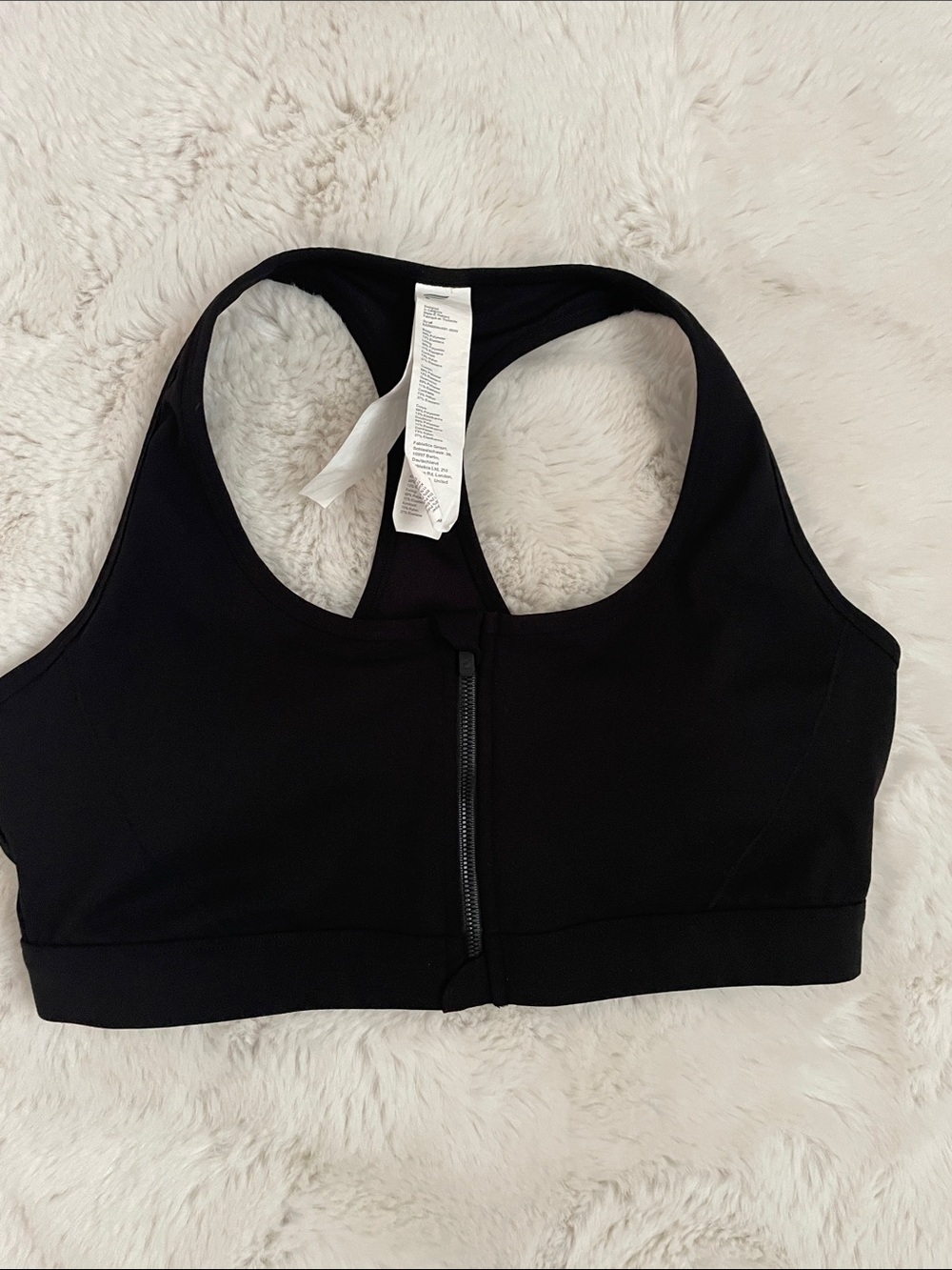 Fabletics Black Front-Zip Racerback Sports Bra - Picture 3 of 9